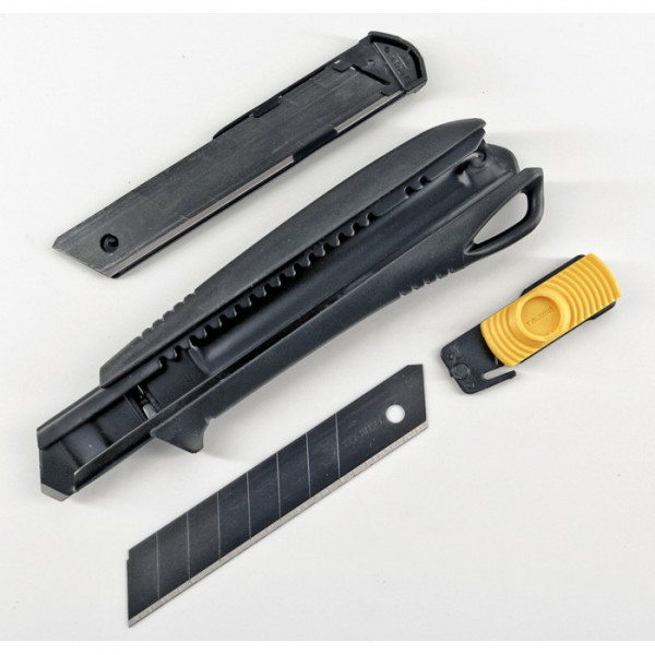 Нож строительный сегментный 18мм TAJIMA автоматический фиксатор DRIVER Cutter, +2 лезвия (DC-L560BBL)