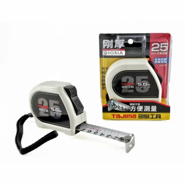 Рулетка TAJIMA Sigma STOP STRONG усиленная лента, 25мм*5м (1001-2434)